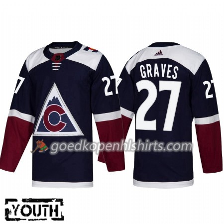 Colorado Avalanche Ryan Graves 27 Adidas 2018-2019 Alternate Authentic Shirt - Kinderen